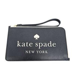 Kate Spade New York Black Saffiano Leather Medium Wristlet Pouch Clutch KL854